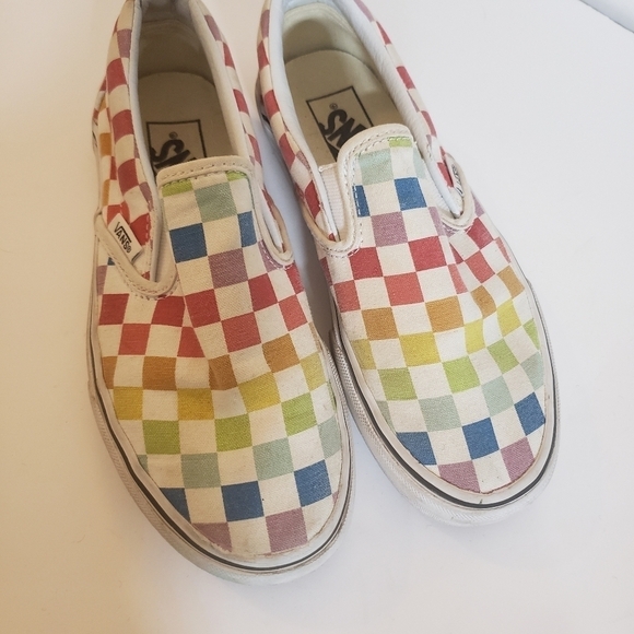 Vans Rainbow Checkerboard Slip On Skate Shoes Mens 4 Womens 5.5 - Picture 8 of 8